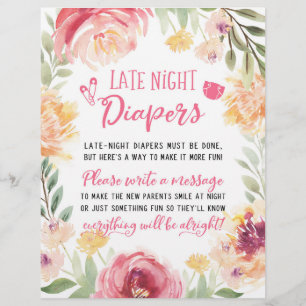 Late Night Diapers Sign Baby Shower Party Game