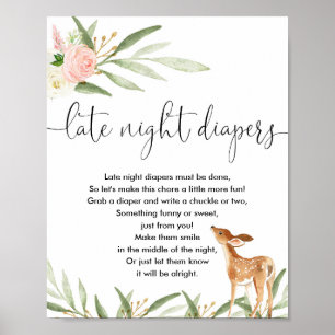 Late night diapers sign deer woodland pink gold
