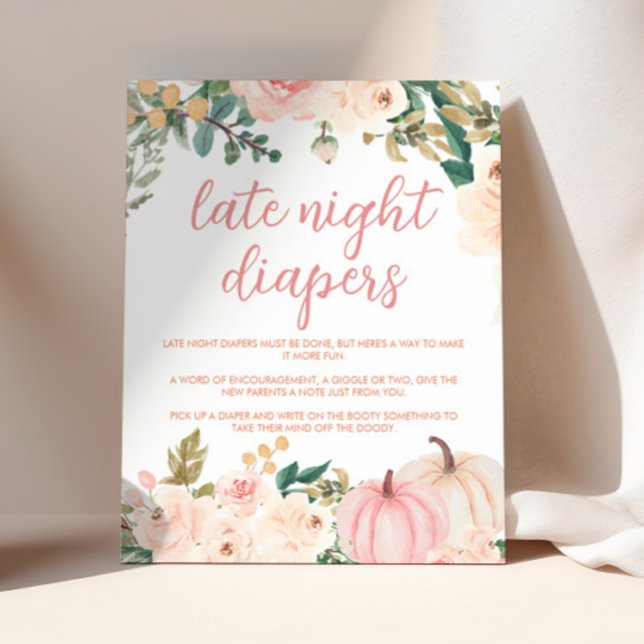 Late Night Diapers Sign Little Pumpkin Baby Shower (Creator Uploaded)