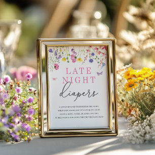 Late Night Diapers Sign   Wildflower Baby Shower