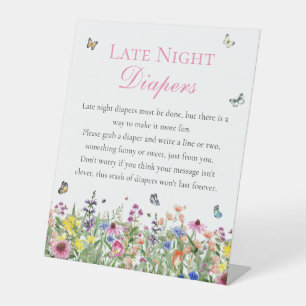 Late Night Diapers   Summer Wildflowers  Pedestal Sign