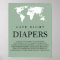 Late Night Diapers Travel World Map Baby Shower