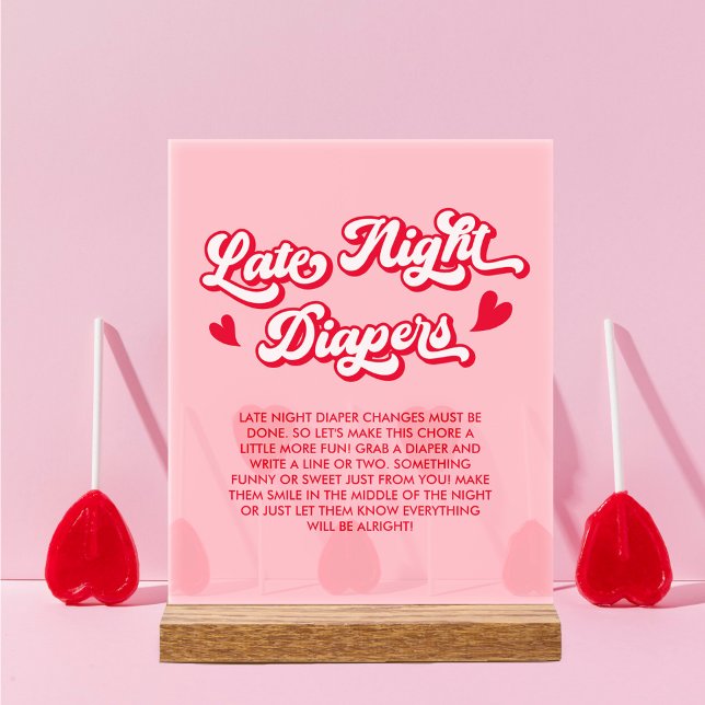  Late Night Diapers Valentine Baby Shower Game Acrylic Sign (Creator Uploaded)