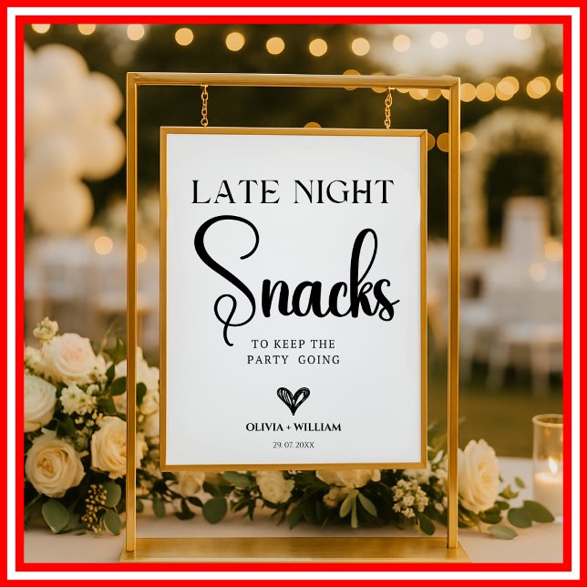 Late Night Snacks Wedding Bridal Shower Sign (Creator Uploaded)