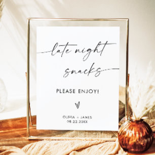 Late Night Snacks Wedding Sign, Wedding Snack Bar  Poster