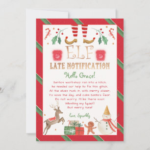 Late Notice from Elf Late Notify Personalise Invitation