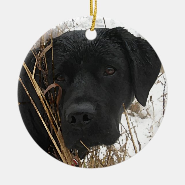 Late Season Hunt - Black Lab - Labrador Ceramic Tree Decoration (Front)