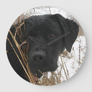 Late Season Hunt - Black Lab - Labrador Large Clock