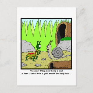Late: Snail Cartoon Postcard