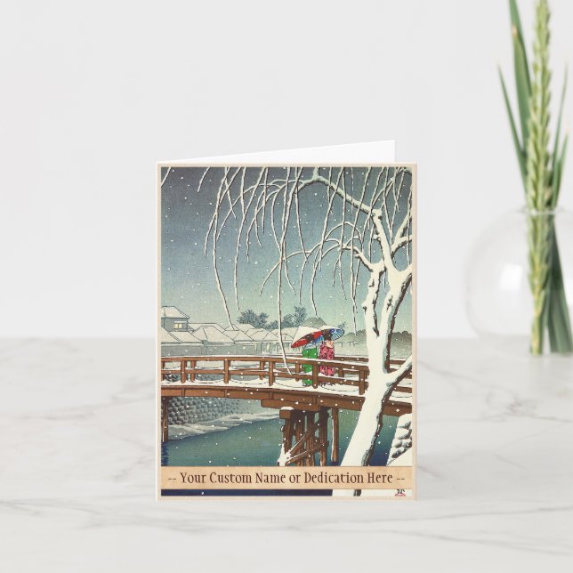 Late Snow Along Edo River Hasui Kawase winter art Holiday Card (Front)