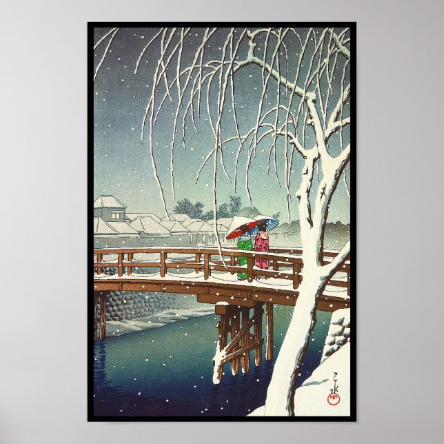 Late Snow Along Edo River Hasui Kawase winter art Poster (Front)