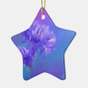 Late Summer Flower flora Blue Purple Cornflower Ceramic Tree Decoration