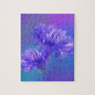 Late Summer Flower flora Blue Purple Cornflower Jigsaw Puzzle