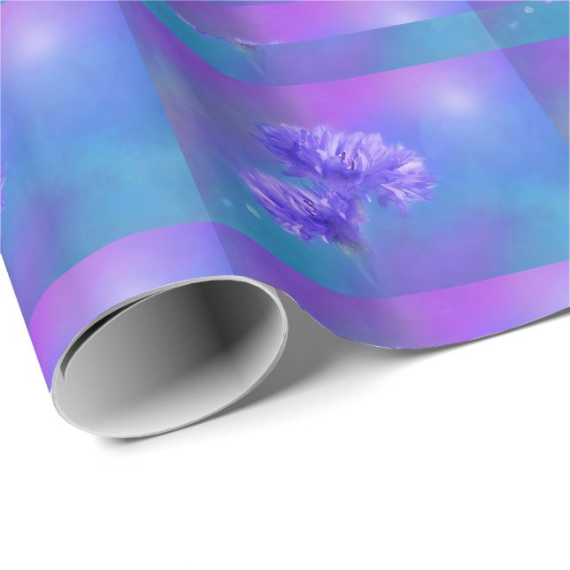 Late Summer Flower flora Blue Purple Cornflower Wrapping Paper (Roll Corner)