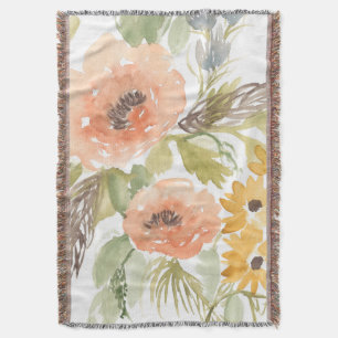 Late Summer Flowers I Throw Blanket