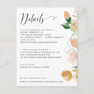 Late Summer Orange Palette WEDDING Details Enclosure Card