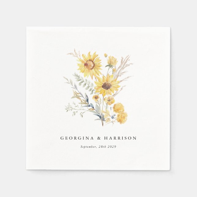 Late Summer Sunflower Wedding Napkin (Front)
