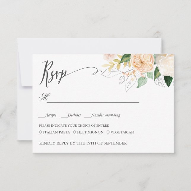 Late summer WEDDING RSVP MEAL CHOICE (Front)