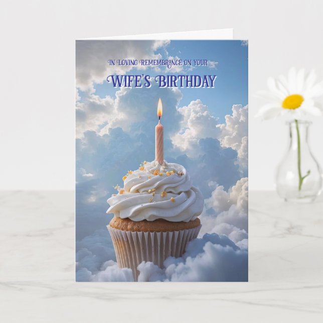 Late Wife Birthday Remembrance Heavenly Card (Small Plant)