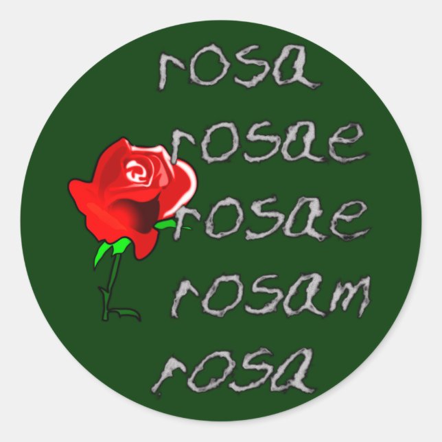 Latein Rose Deklination latin rose declension Classic Round Sticker (Front)