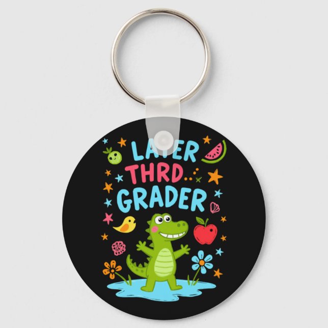 Later Gator Funny Alligator Kids Cute Third Key Ring (Front)