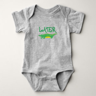 Later Gator Green Yellow Alligator Croc Crocodile Baby Bodysuit