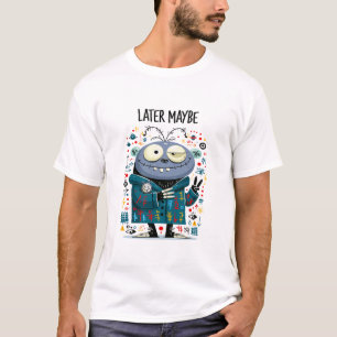 Later Maybe Funny Lazy Alien Character Gift T-Shirt