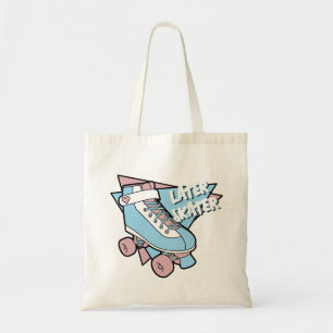 Later Skater Pastel Pink Blue Cartoon Rollerskate Tote Bag