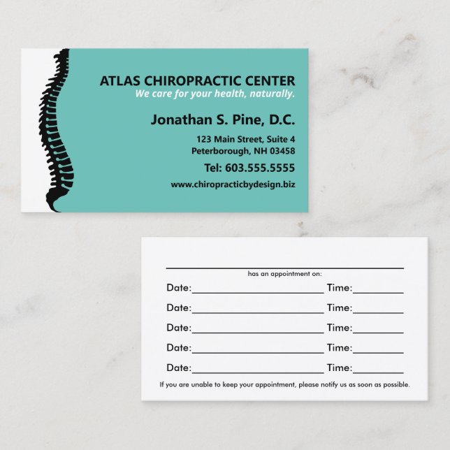 Lateral Spine Chiropractor Multiple Appointment Card (Front/Back)