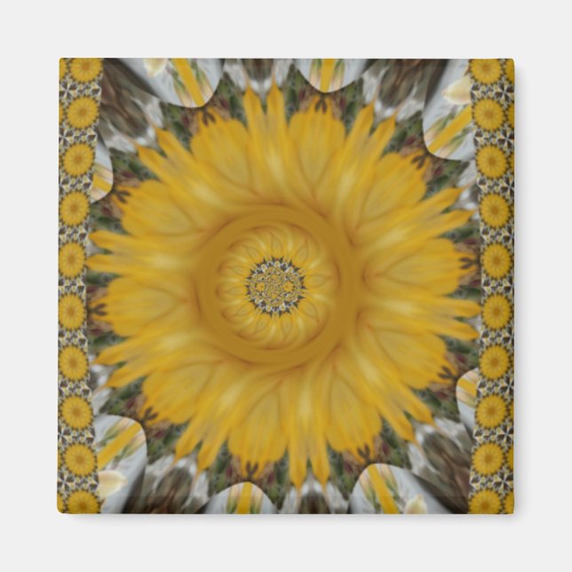 Latest African Traditional Sun Flower Art Print Magnet (Front)