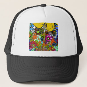 Latest colorful amazing floral pattern design art. trucker hat
