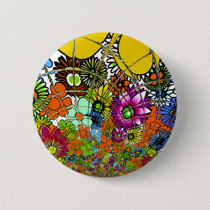 Latest colourful amazing floral pattern design 6 cm round badge