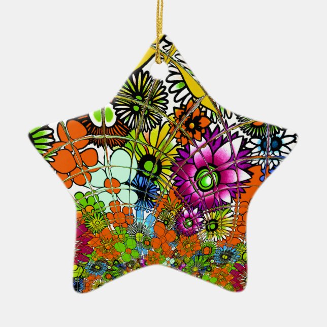 Latest Colourful Amazing Floral Pattern Design Art Ceramic Tree Decoration (Front)