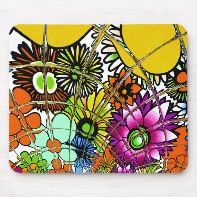 Latest Colourful Amazing Floral Pattern Design Art Mouse Mat (Front)