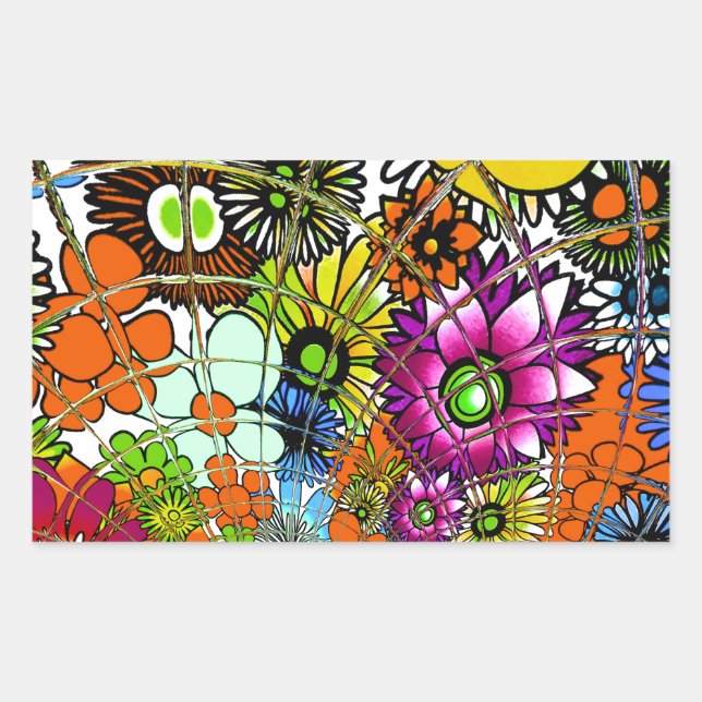 Latest Colourful Amazing Floral Pattern Design Art Rectangular Sticker (Front)