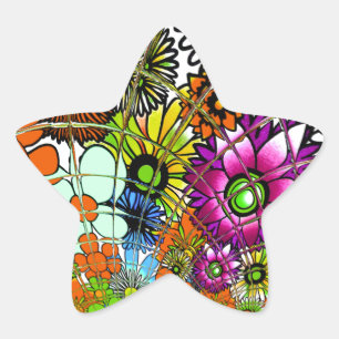 Latest Colourful Amazing Floral Pattern Design Art Star Sticker