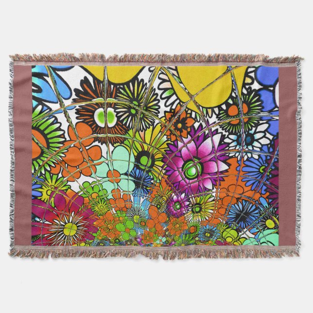 Latest Colourful Amazing Floral Pattern Design Art Throw Blanket (Front)
