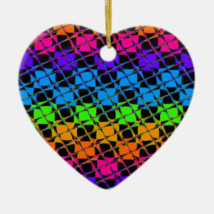 Latest Edgy Colourful Chequered Rainbow Pattern Ceramic Tree Decoration