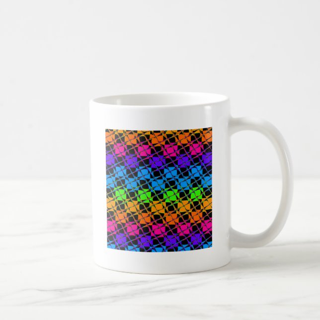 Latest Edgy Colourful Chequered Rainbow Pattern   Coffee Mug (Right)