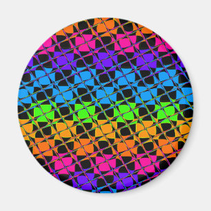 Latest Edgy Colourful Chequered Rainbow Pattern   Magnet