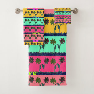 Latest Edgy Colourful Eat Love Play Fashion Ideas  Bath Towel Set