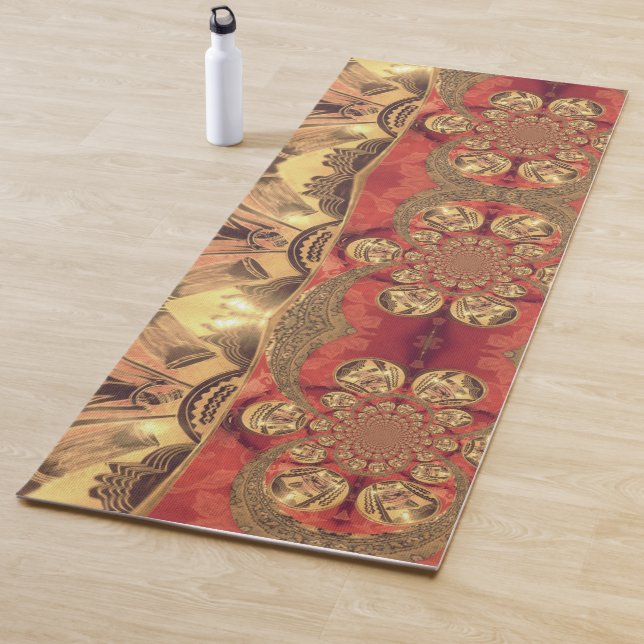 Latest Golden Red African Print Art Design Yoga Mat (In Situ)