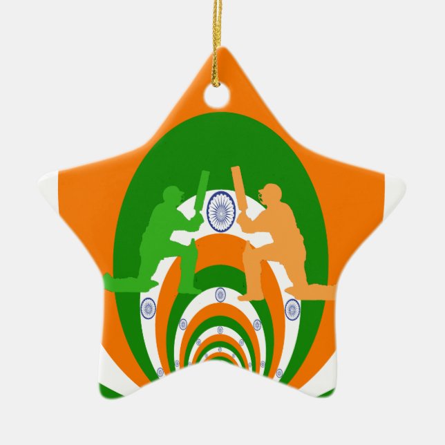 Latest India Cricket Ideas Ceramic Tree Decoration (Front)