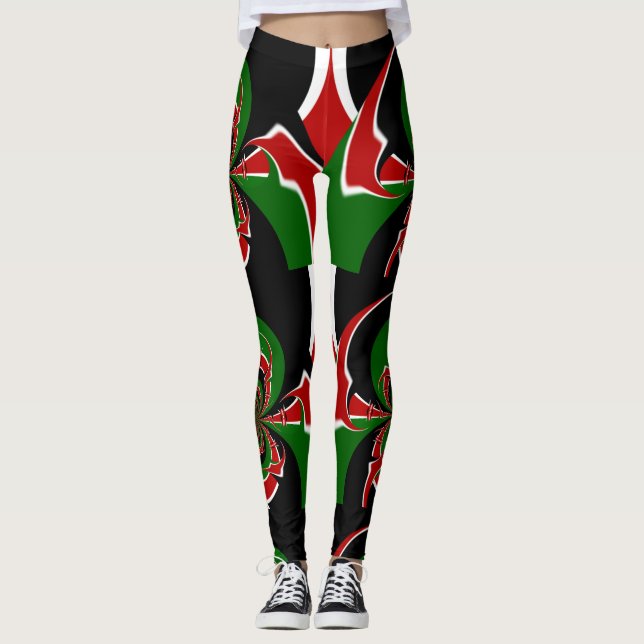Latest Kenya Beautiful National Colours Leggings (Front)