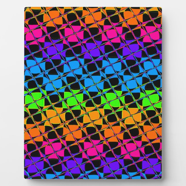 Latest lovely edgy rainbow colours chequered desig plaque (Front)