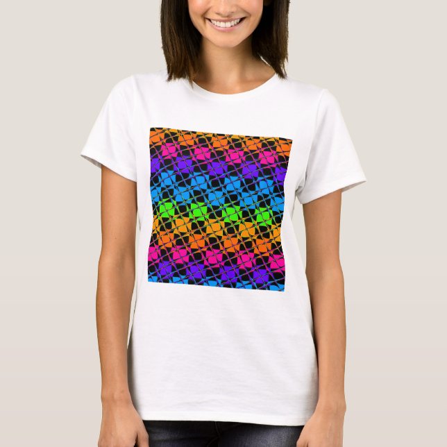 Latest lovely edgy rainbow colours chequered desig T-Shirt (Front)