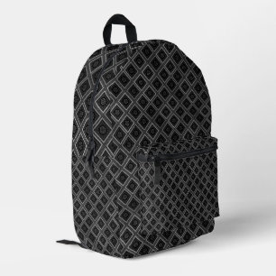 Latest Smart Lovely Ash Grey Diamonds Art design   Printed Backpack
