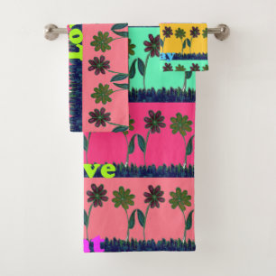 Latest Unique Edgy Lovely  Eat Play colourful Flor Bath Towel Set