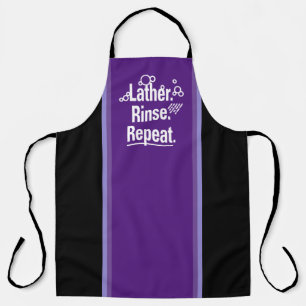 Lather Rinse Repeat White Gfx Purple Stripes Apron