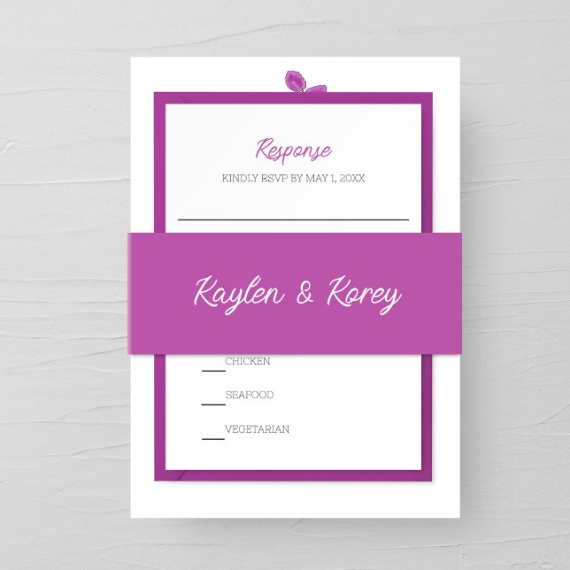 Lathyrus Purple Minimalist Wedding Invitation Belly Band (Creator Uploaded)